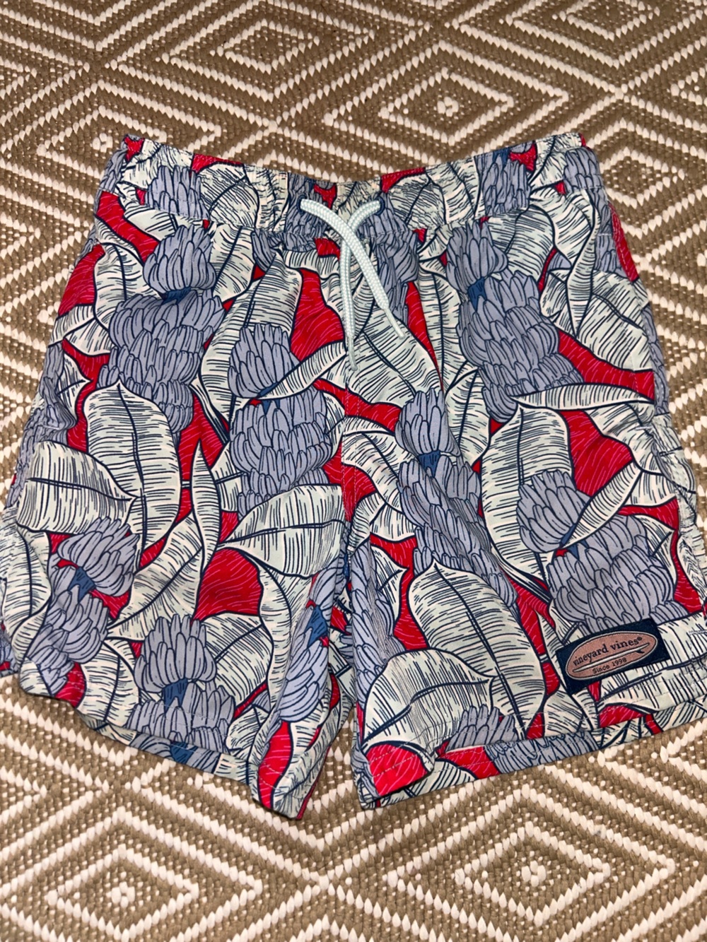 Vineyard Vines Kids Red, White & Blue Tropical Swim Trunks